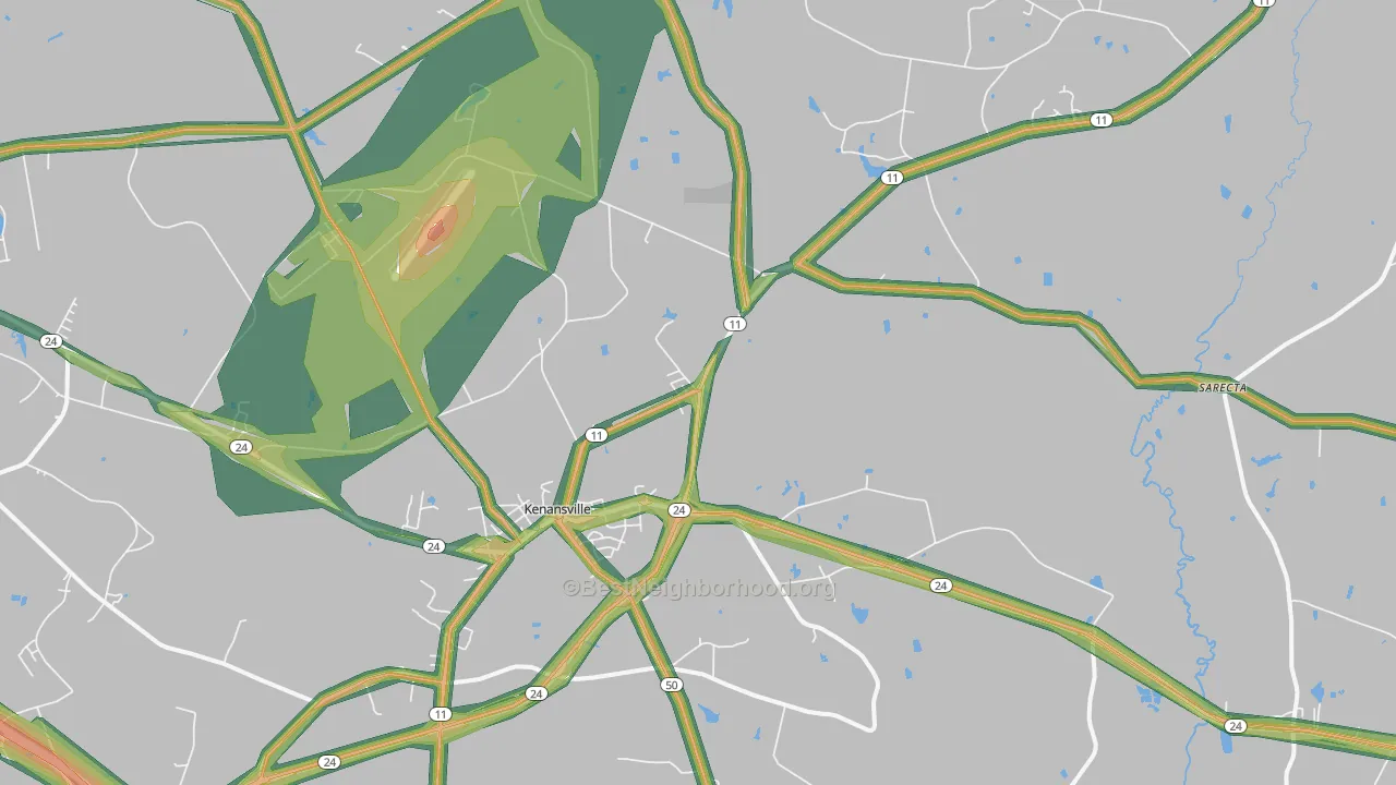 28349, NC Map of Noise Levels in 28349