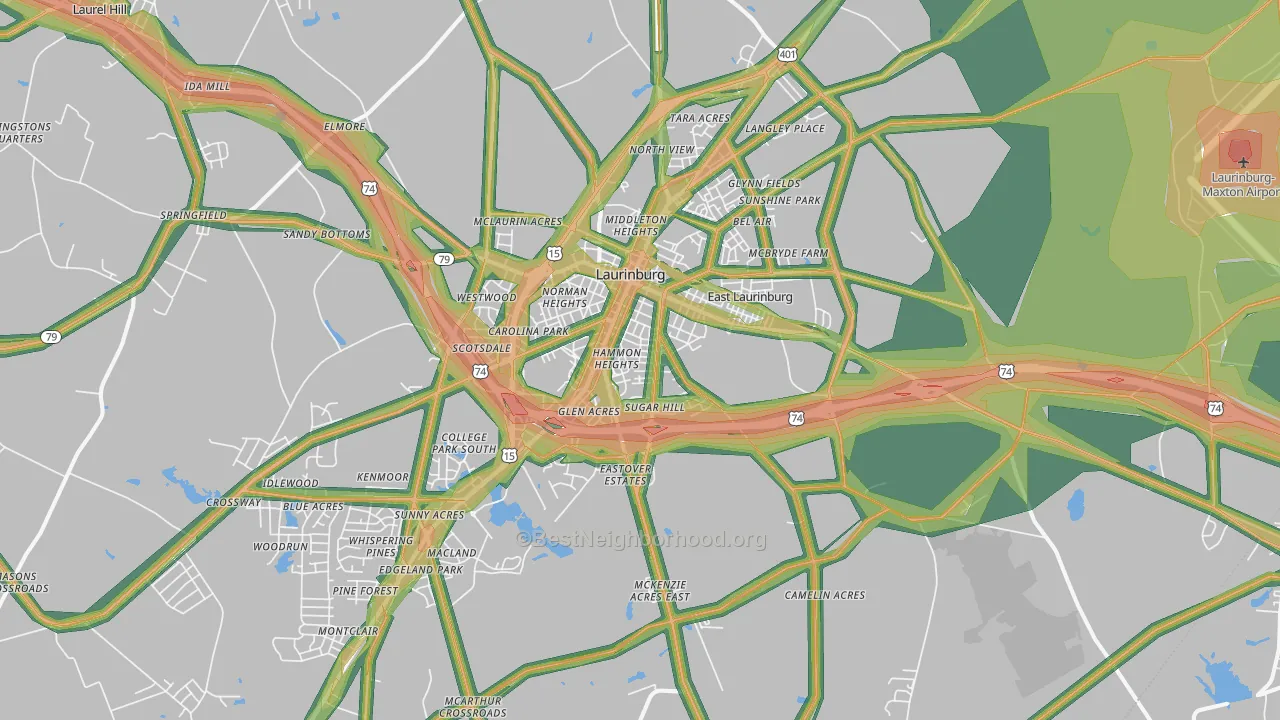 28352, NC Map of Noise Levels in 28352