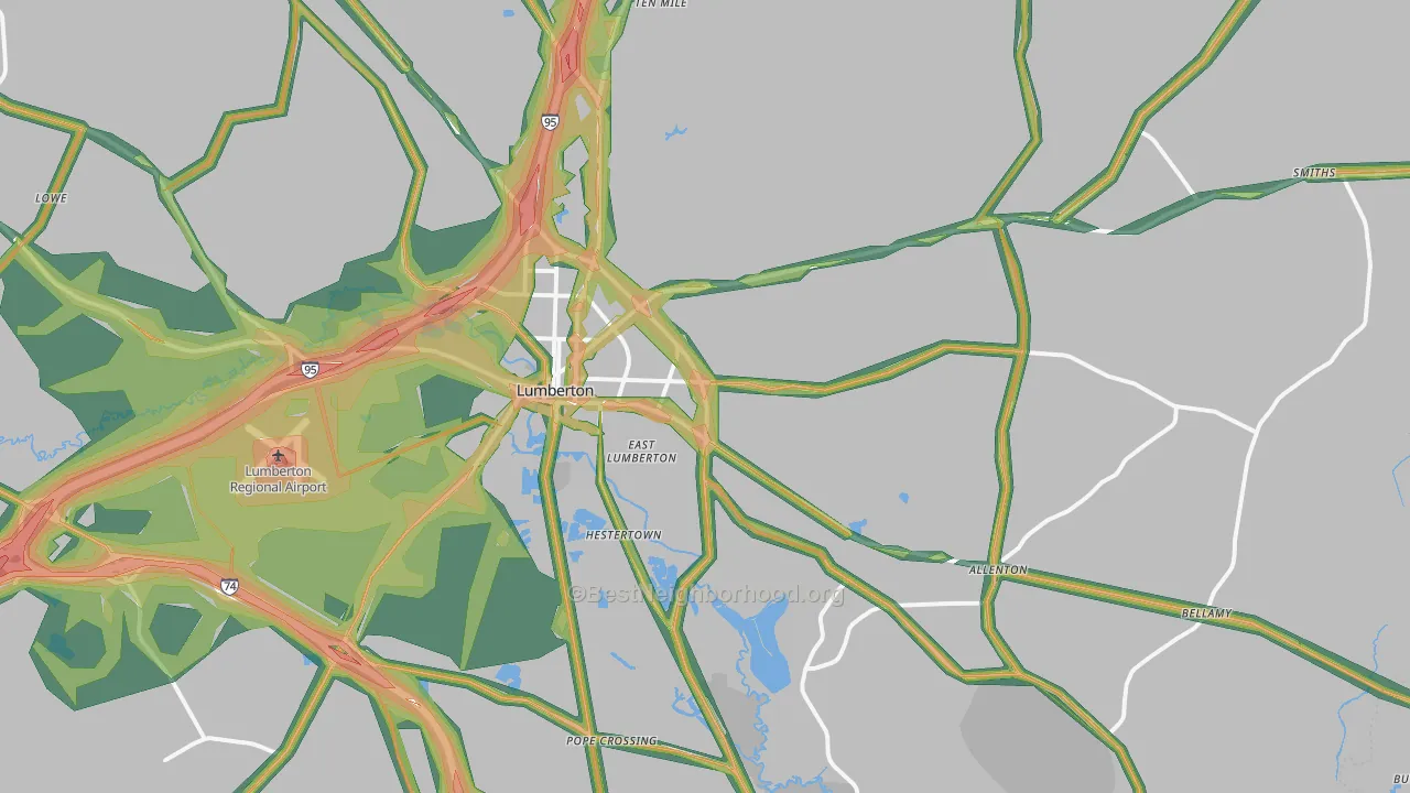 28358, NC Map of Noise Levels in 28358