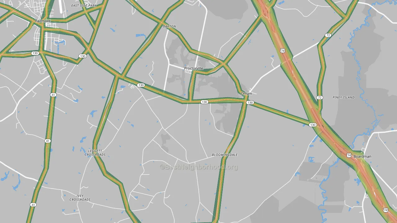 28369, NC Map of Noise Levels in 28369