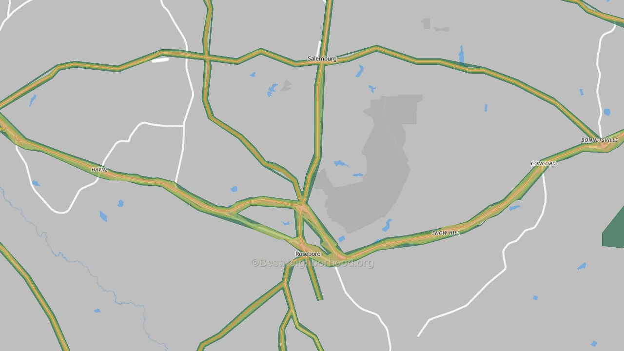28382, NC Map of Noise Levels in 28382