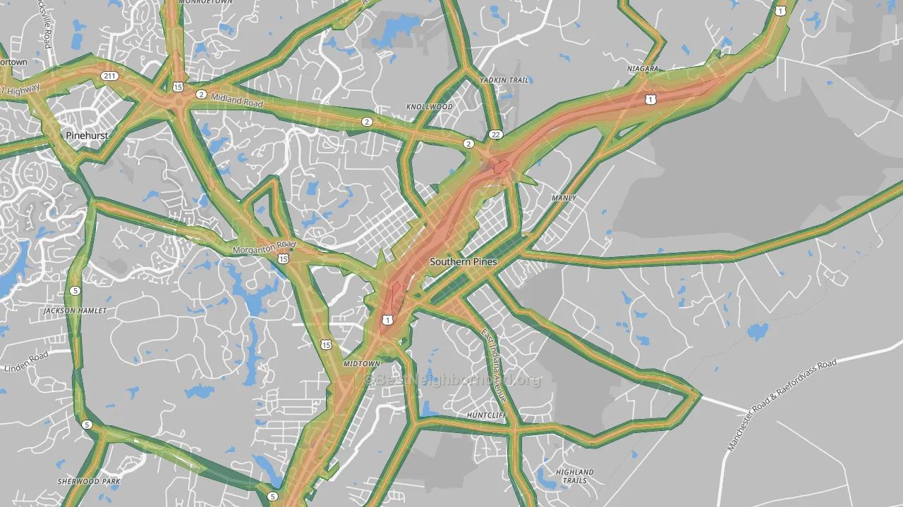 28387, NC Map of Noise Levels in 28387