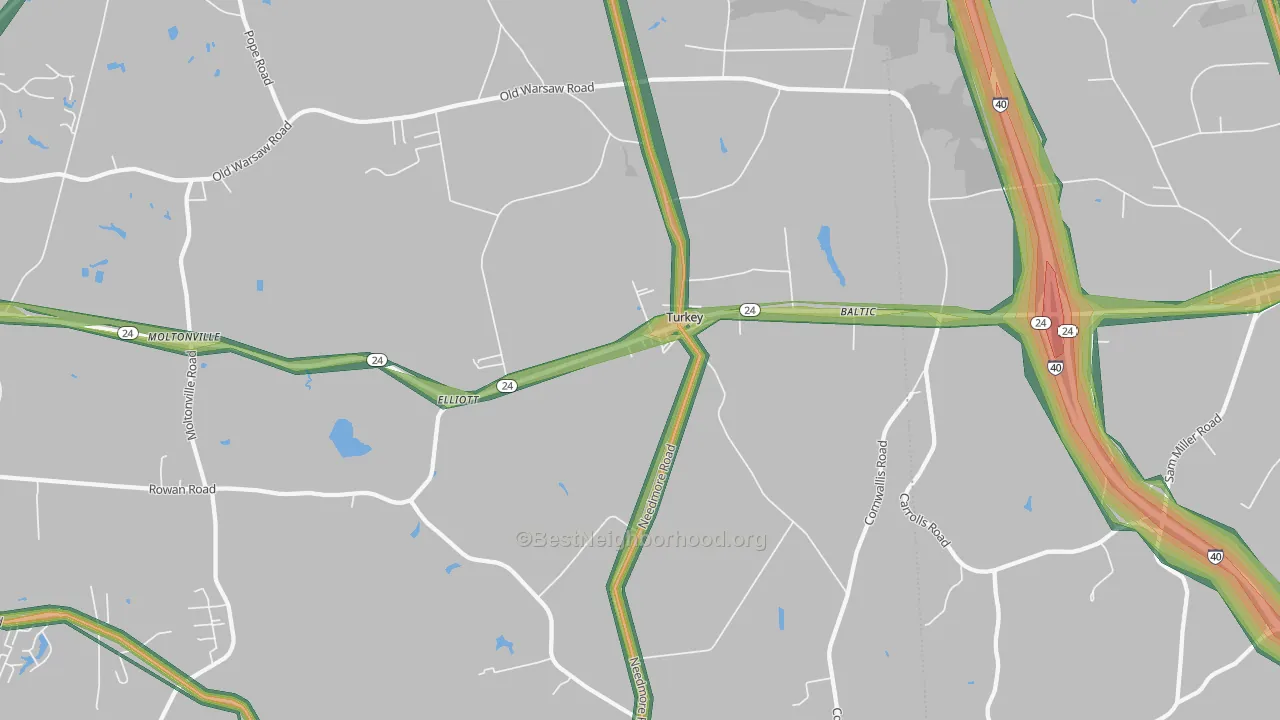 28393, NC Map of Noise Levels in 28393