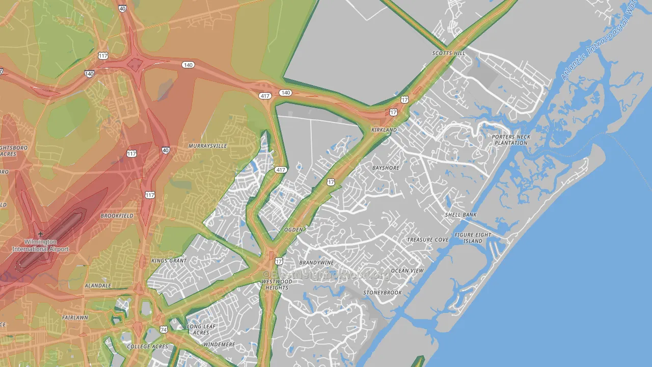 28411, NC Map of Noise Levels in 28411