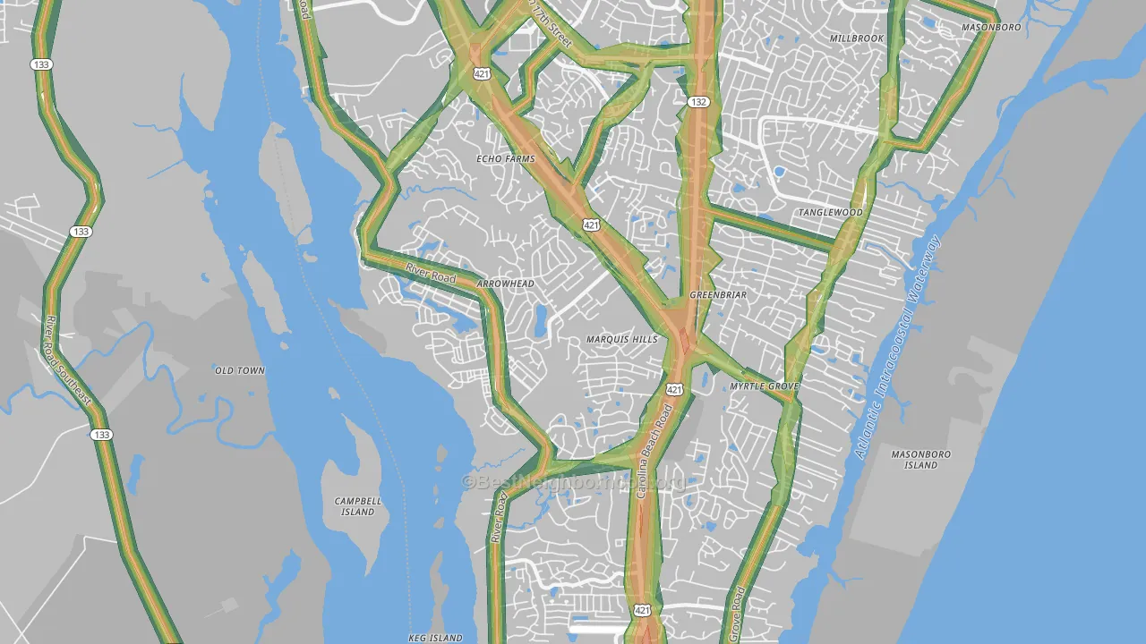 28412, NC Map of Noise Levels in 28412