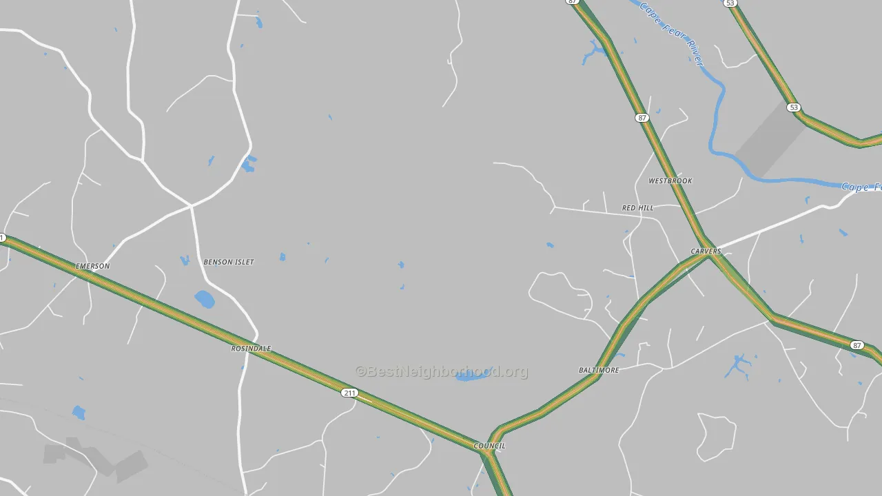 28434, NC Map of Noise Levels in 28434