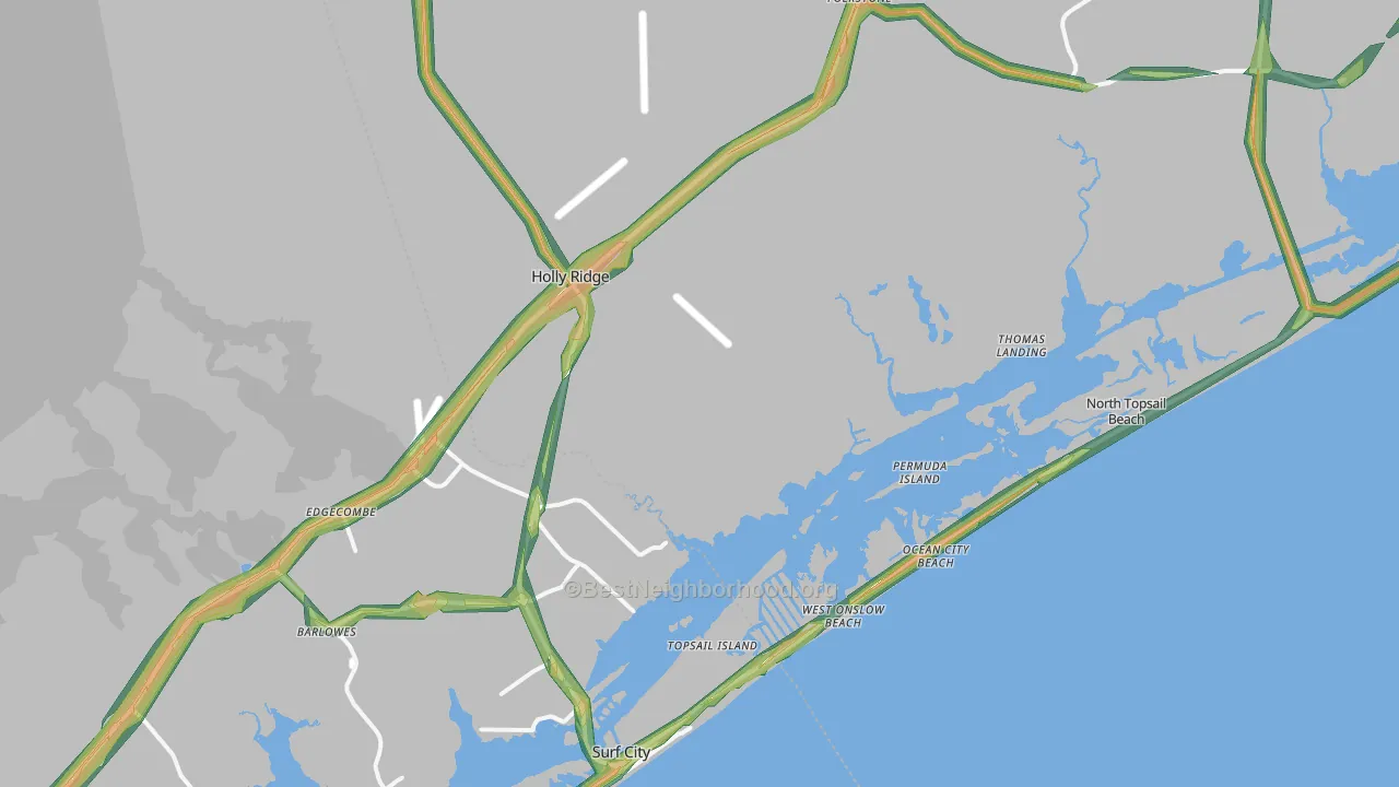 28445, NC Map of Noise Levels in 28445