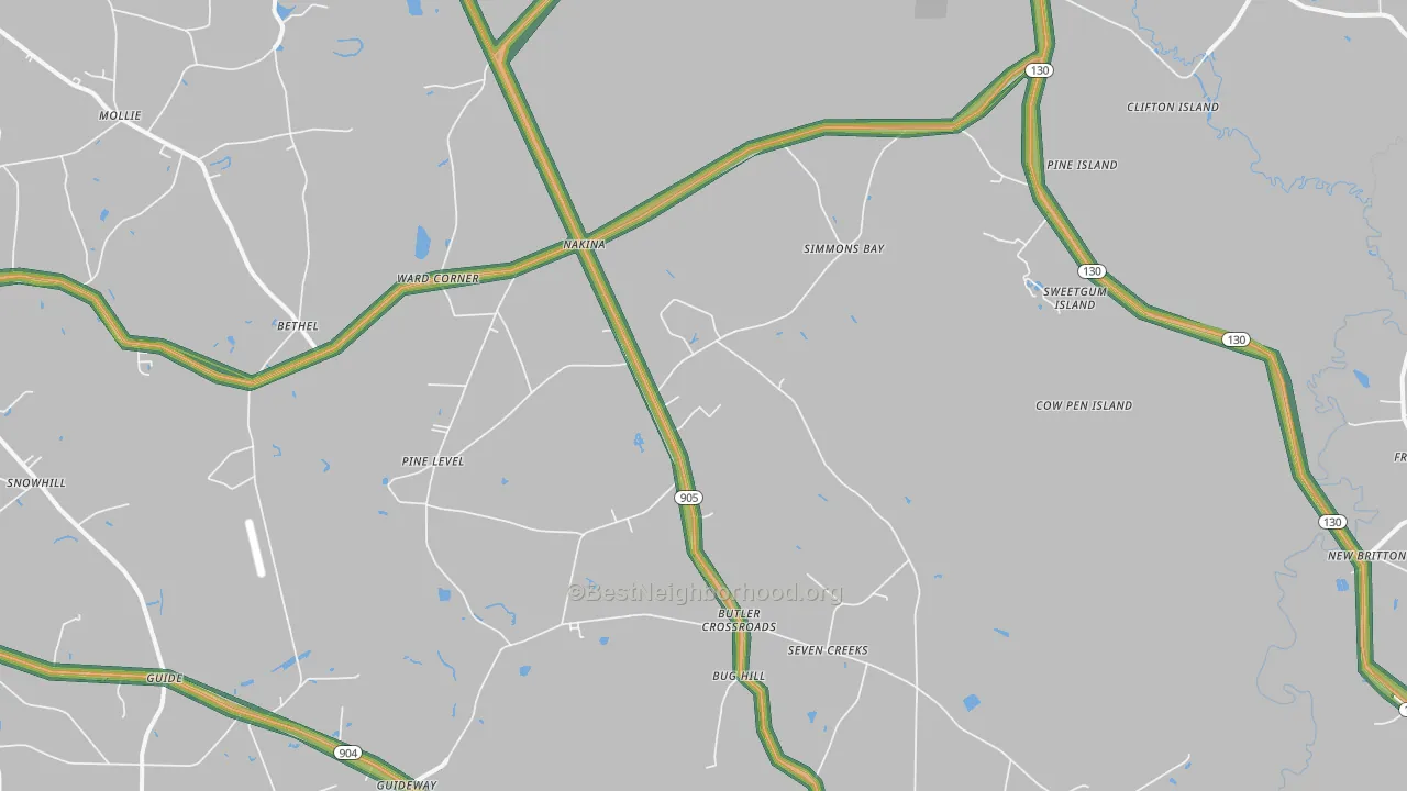 28455, NC Map of Noise Levels in 28455