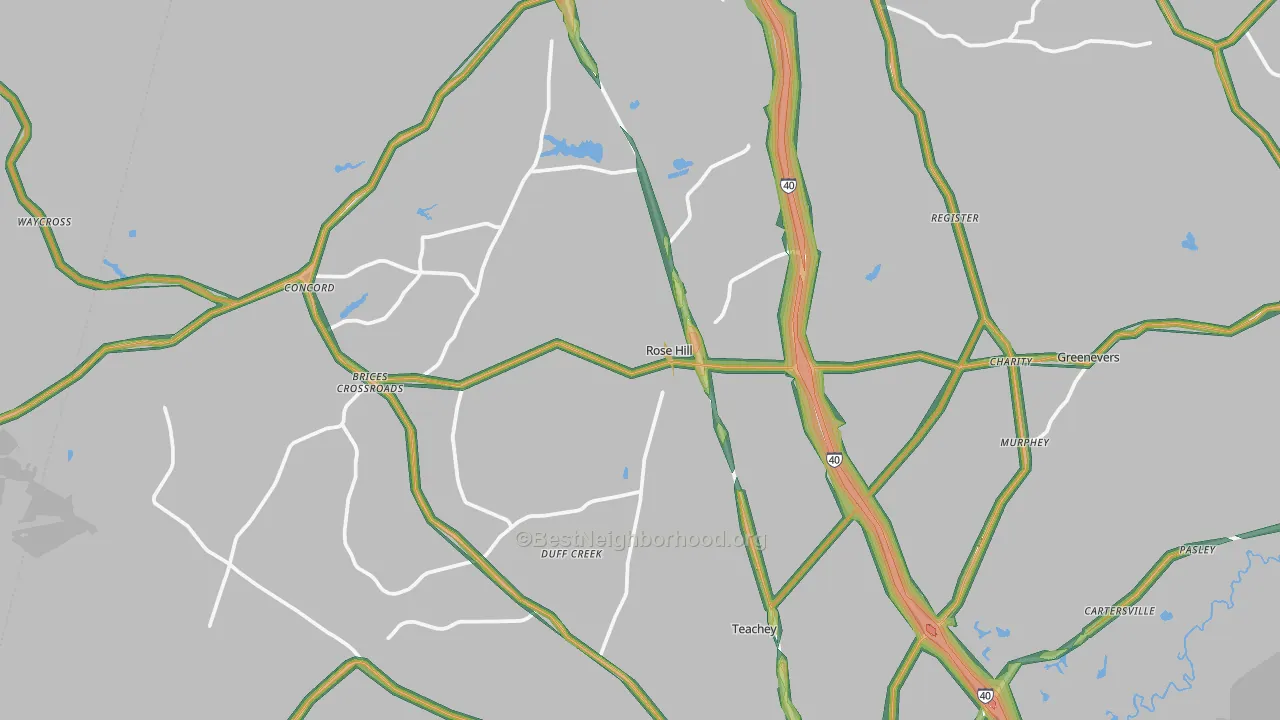28458, NC Map of Noise Levels in 28458