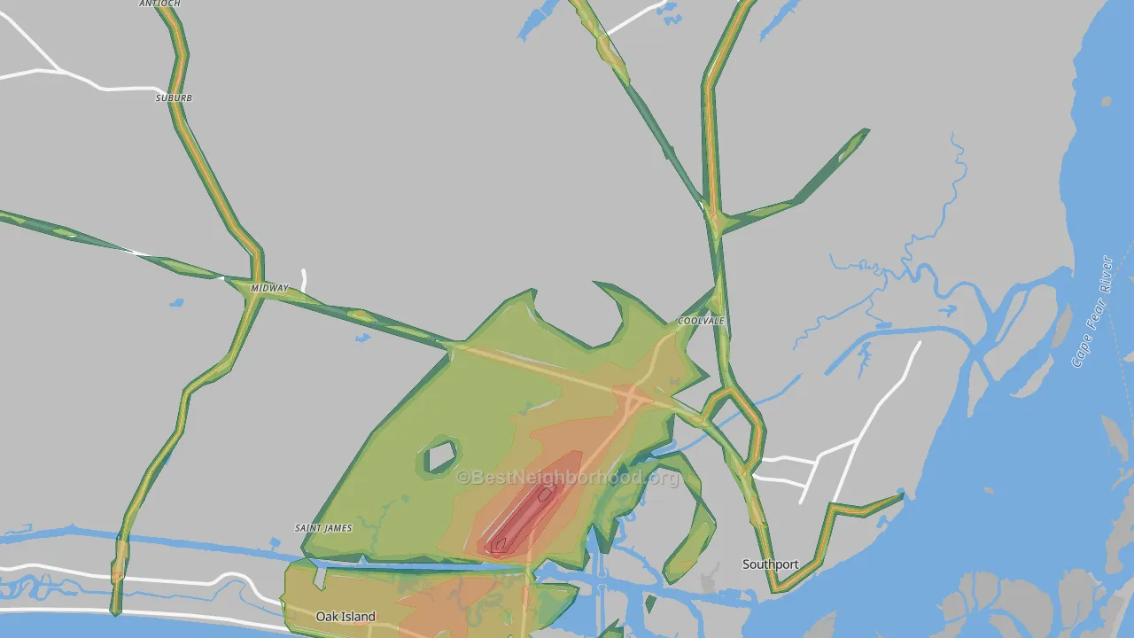28461, NC Map of Noise Levels in 28461