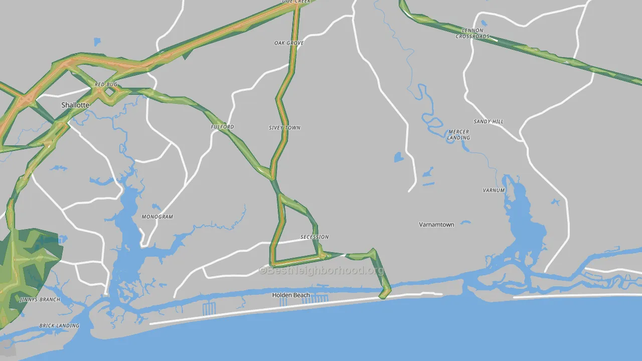 28462, NC Map of Noise Levels in 28462