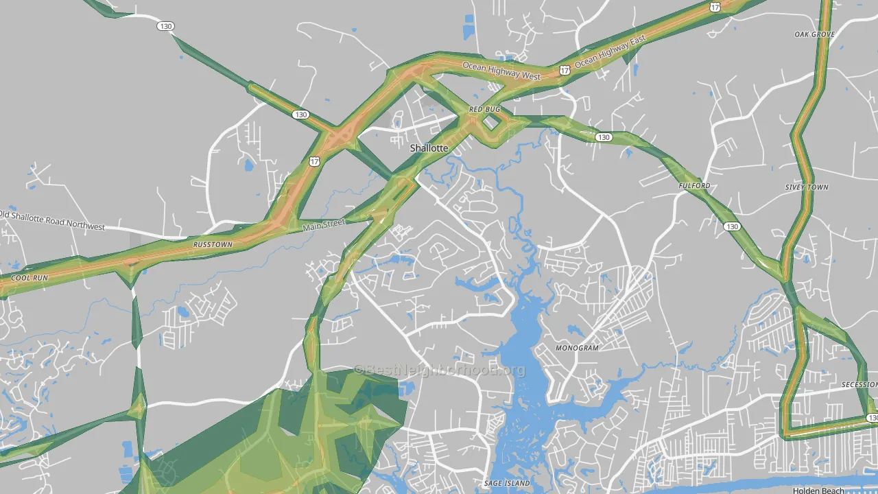 28470, NC Map of Noise Levels in 28470