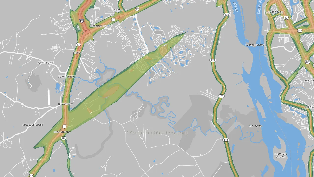 28479, NC Map of Noise Levels in 28479