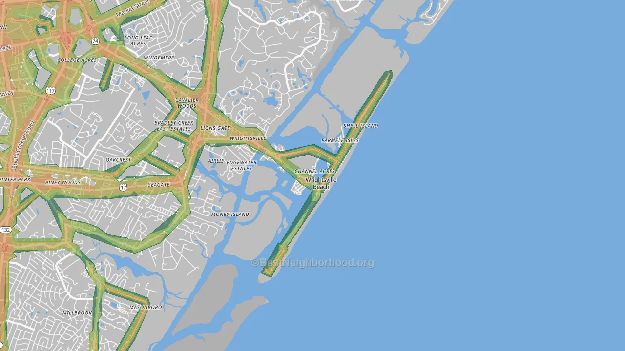 28480, NC Map of Noise Levels in 28480
