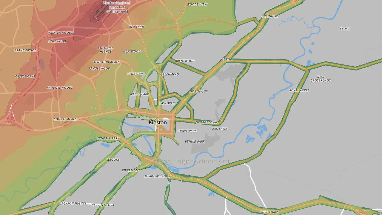 28501, NC Map of Noise Levels in 28501