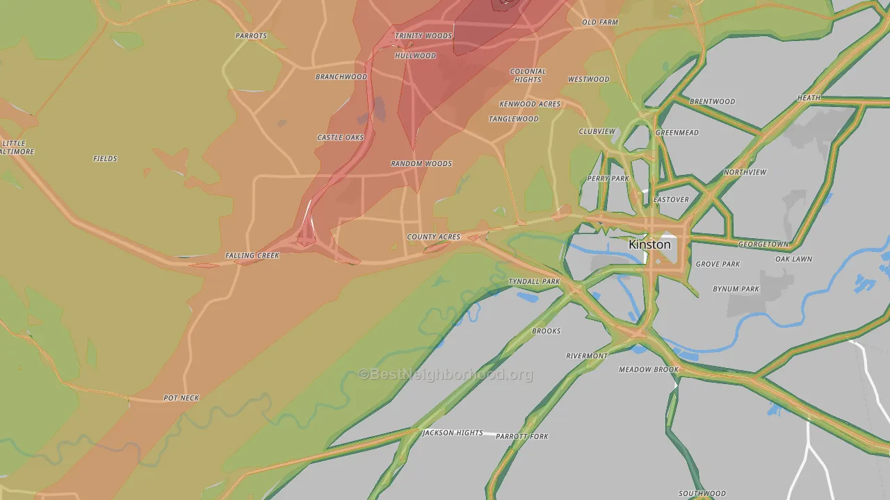 28504, NC Map of Noise Levels in 28504