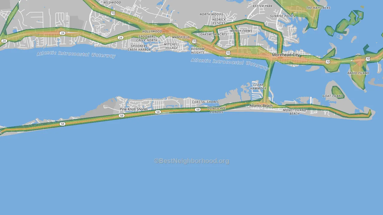 28512, NC Map of Noise Levels in 28512