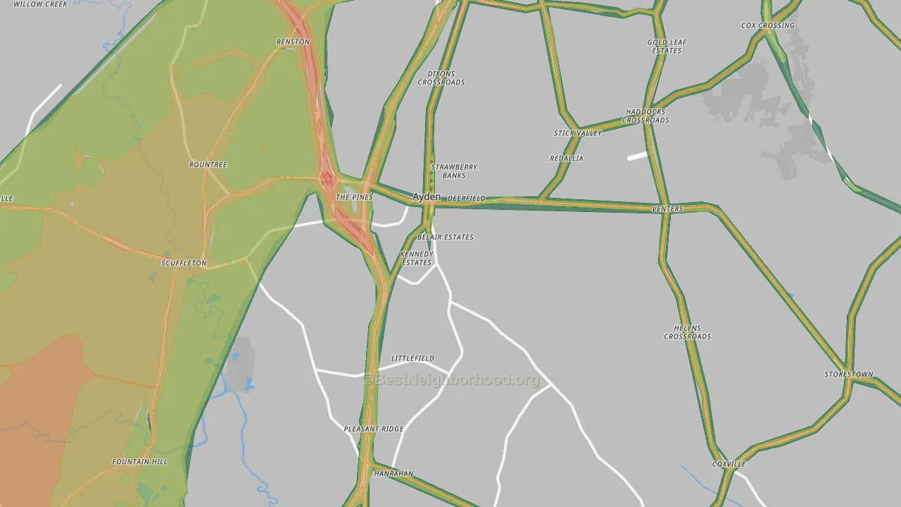 28513, NC Map of Noise Levels in 28513