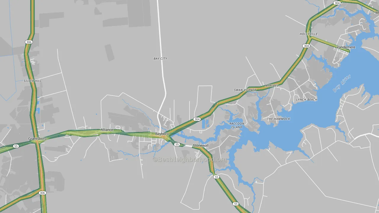 28515, NC Map of Noise Levels in 28515