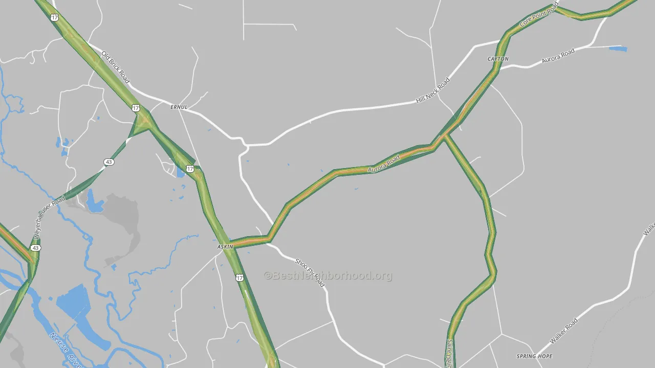 28527, NC Map of Noise Levels in 28527