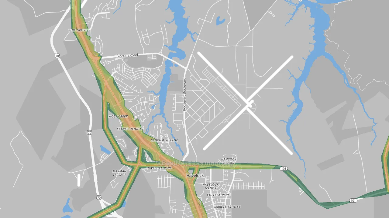28533, NC Map of Noise Levels in 28533