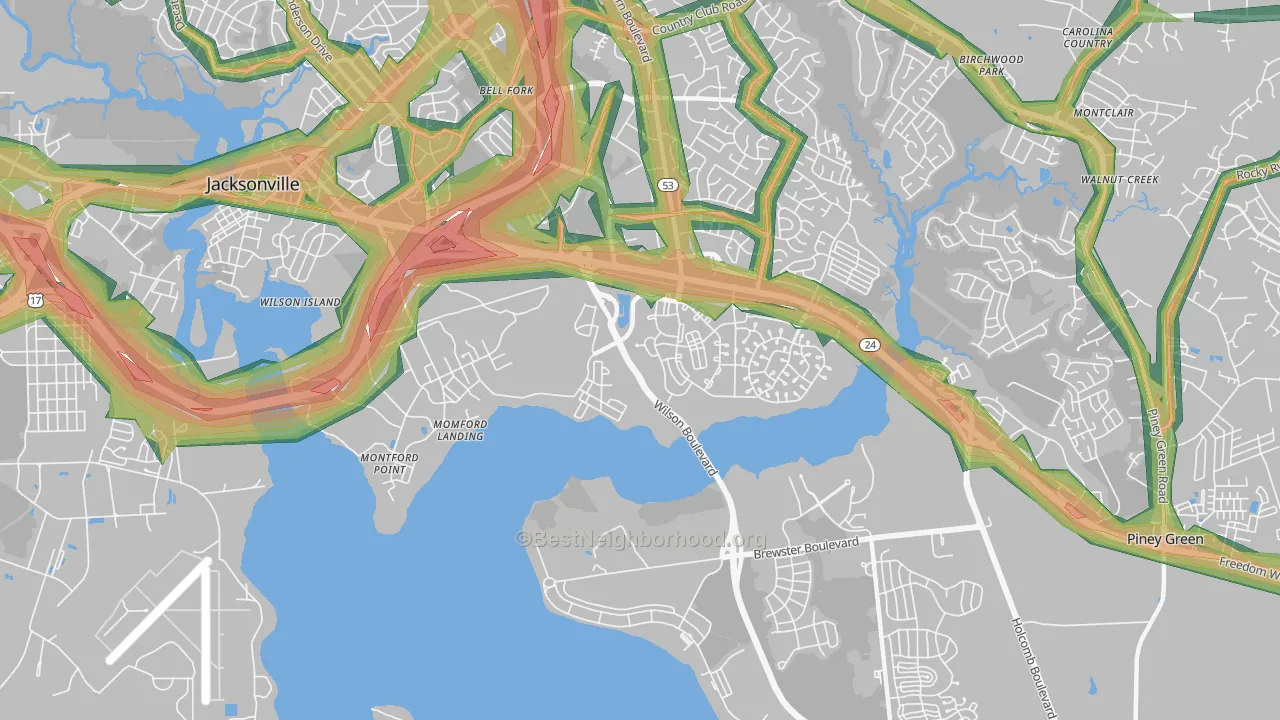 28543, NC Map of Noise Levels in 28543