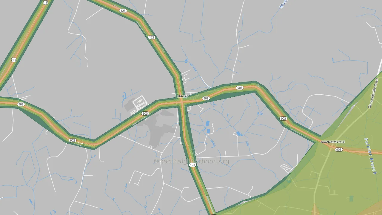 28554, NC Map of Noise Levels in 28554