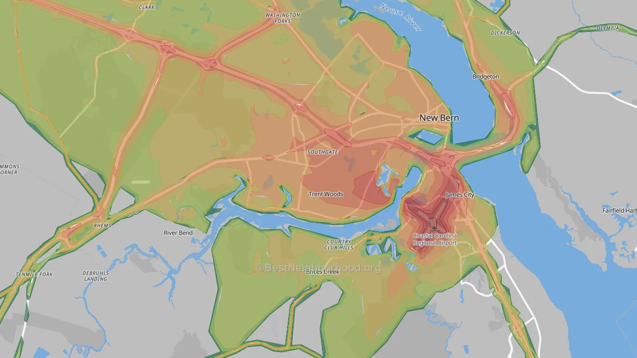 28562, NC Map of Noise Levels in 28562
