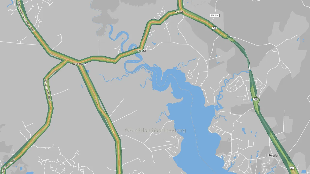28582, NC Map of Noise Levels in 28582