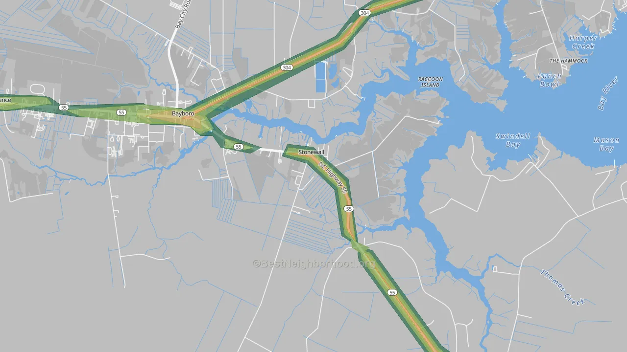 28583, NC Map of Noise Levels in 28583