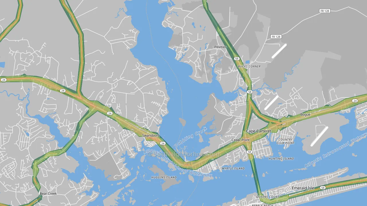 28584, NC Map of Noise Levels in 28584