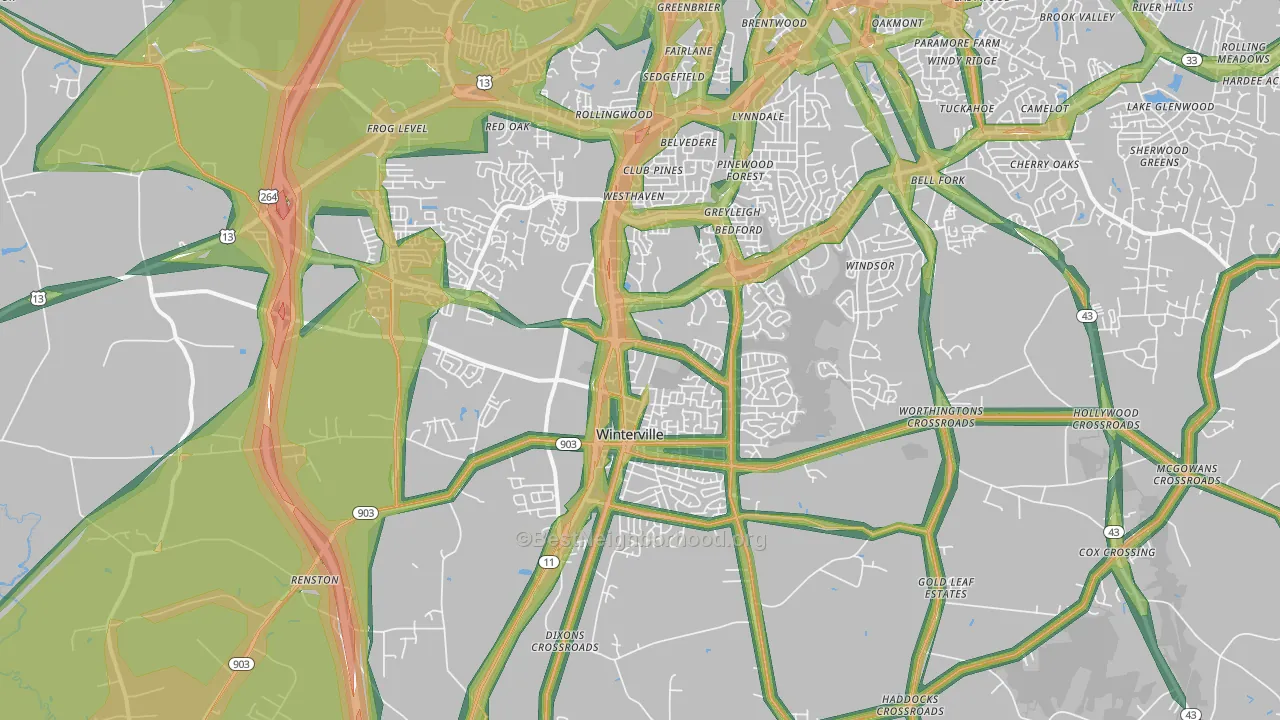 28590, NC Map of Noise Levels in 28590