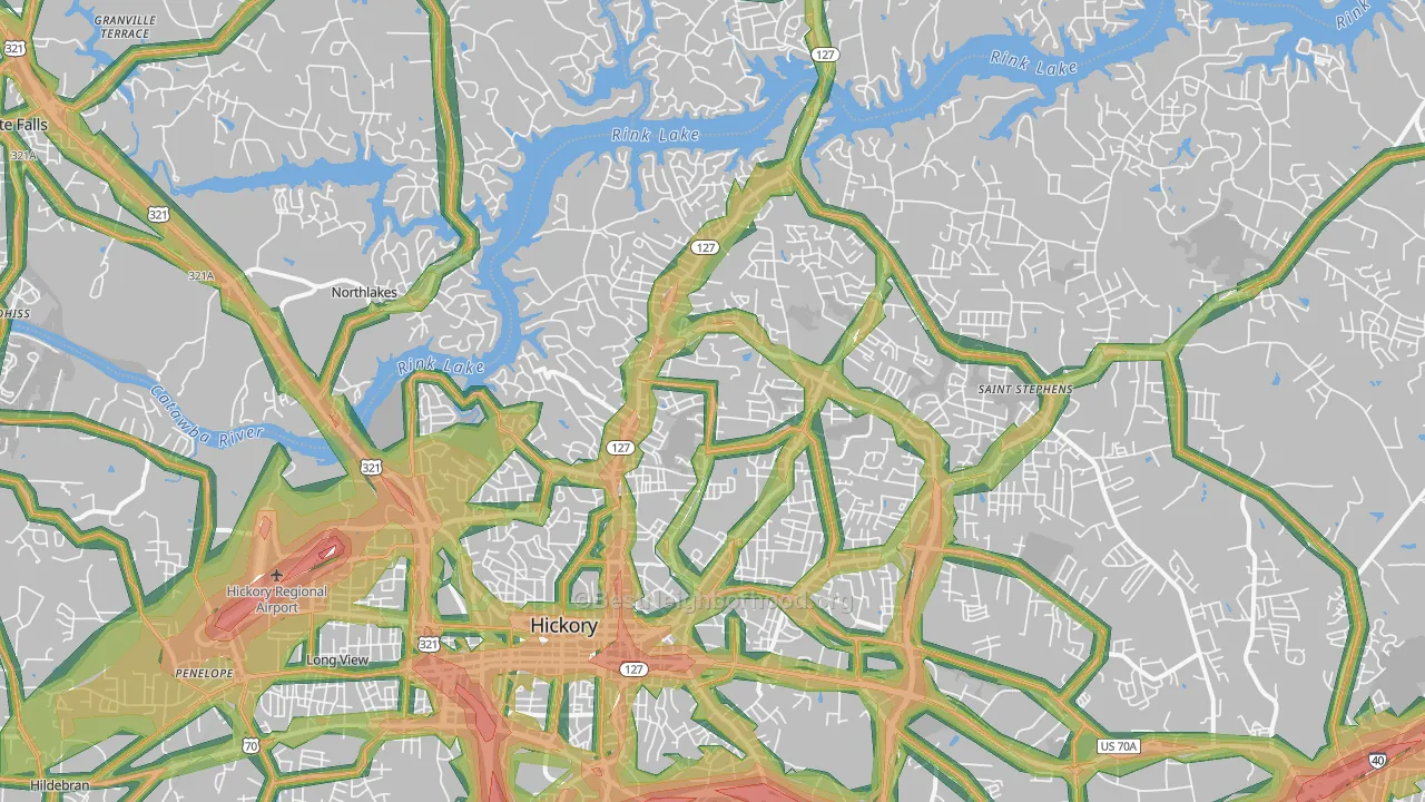 28601, NC Map of Noise Levels in 28601
