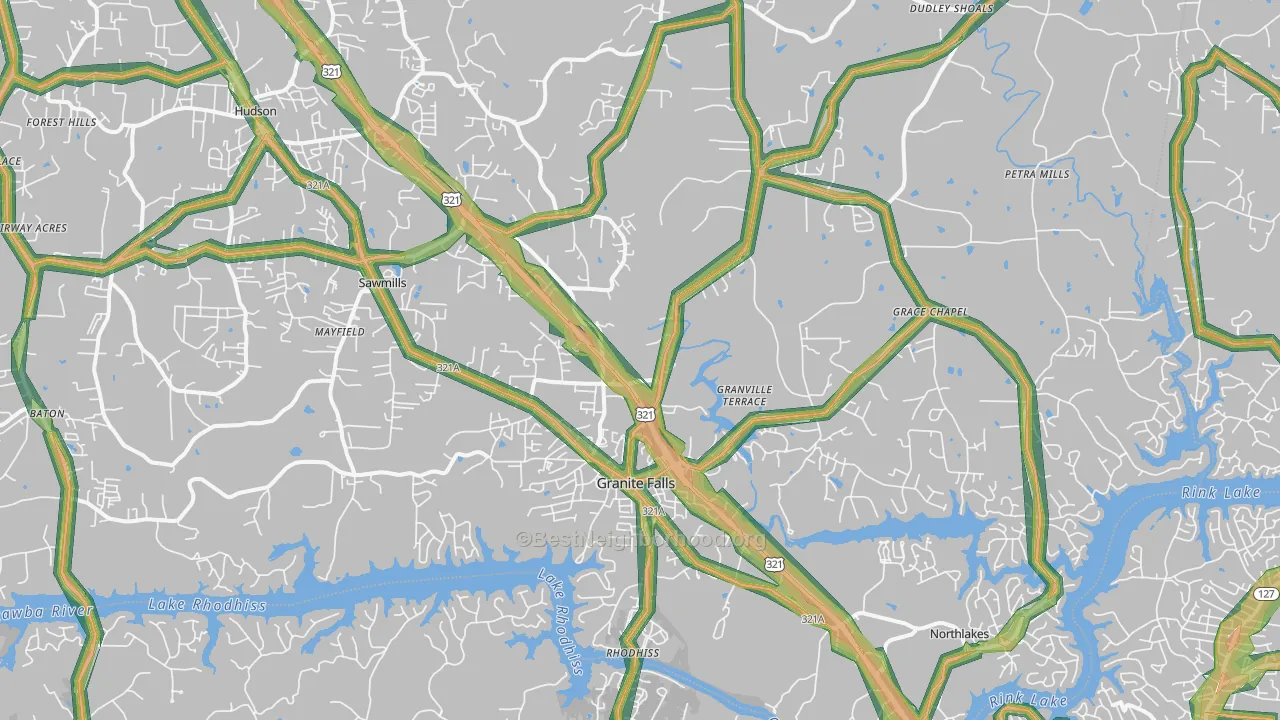 28630, NC Map of Noise Levels in 28630