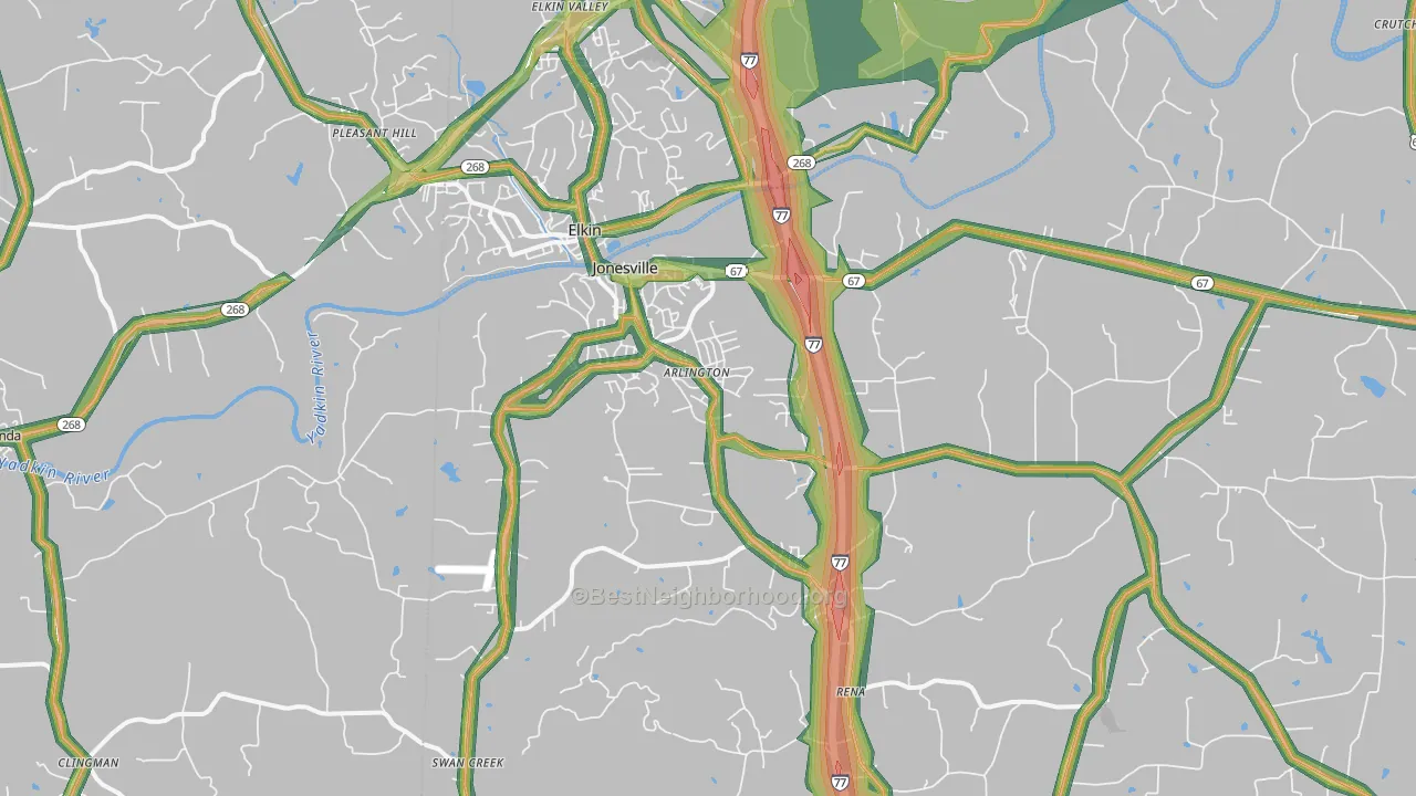 28642, NC Map of Noise Levels in 28642