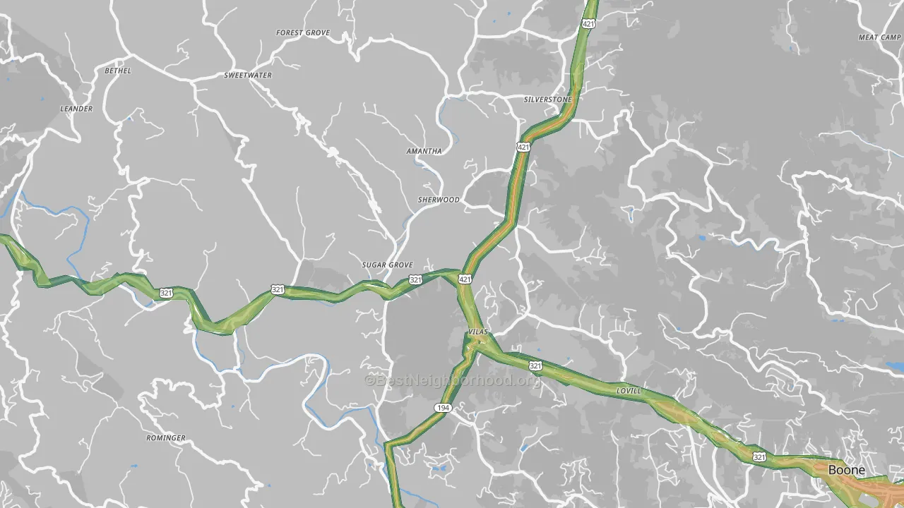 28692, NC Map of Noise Levels in 28692