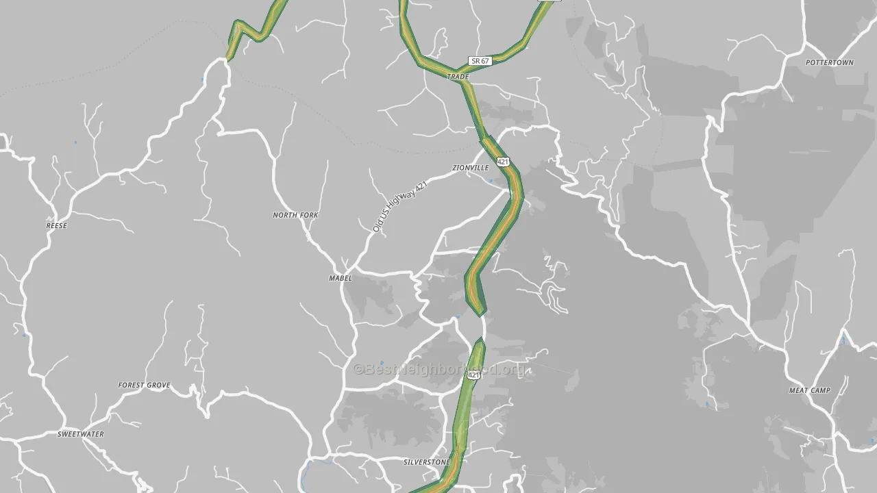 28698, NC Map of Noise Levels in 28698