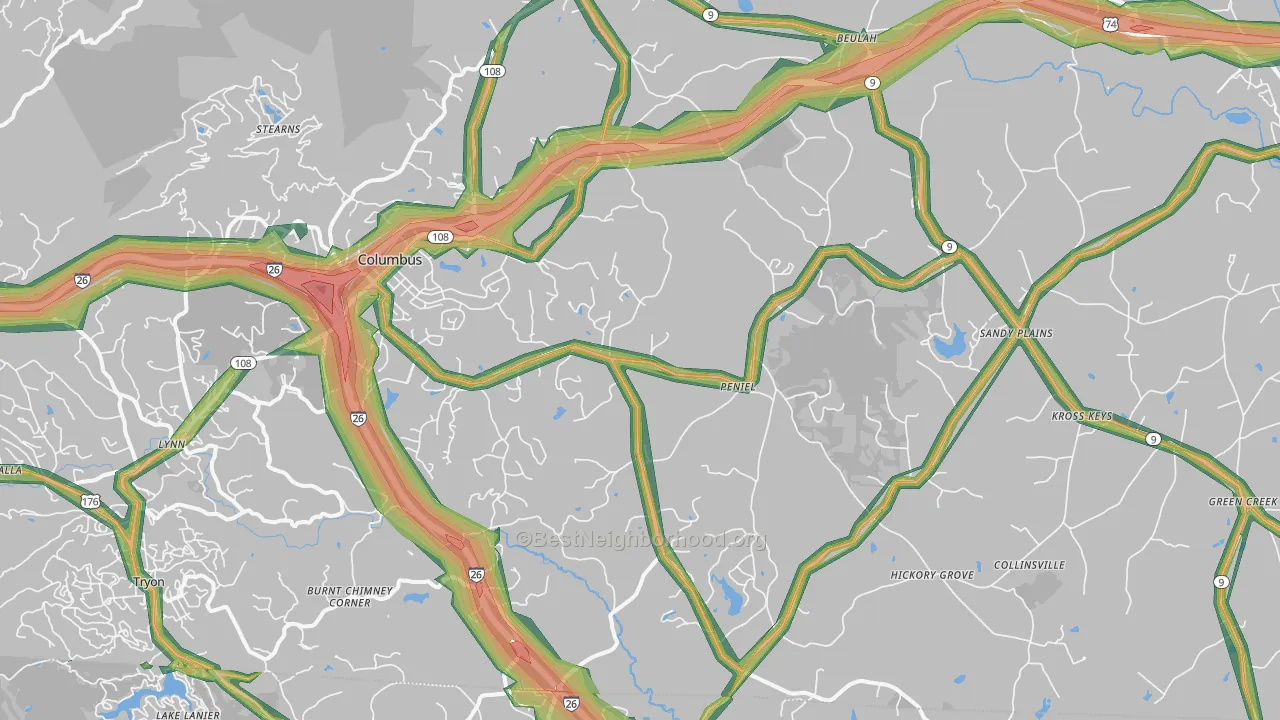 28722, NC Map of Noise Levels in 28722