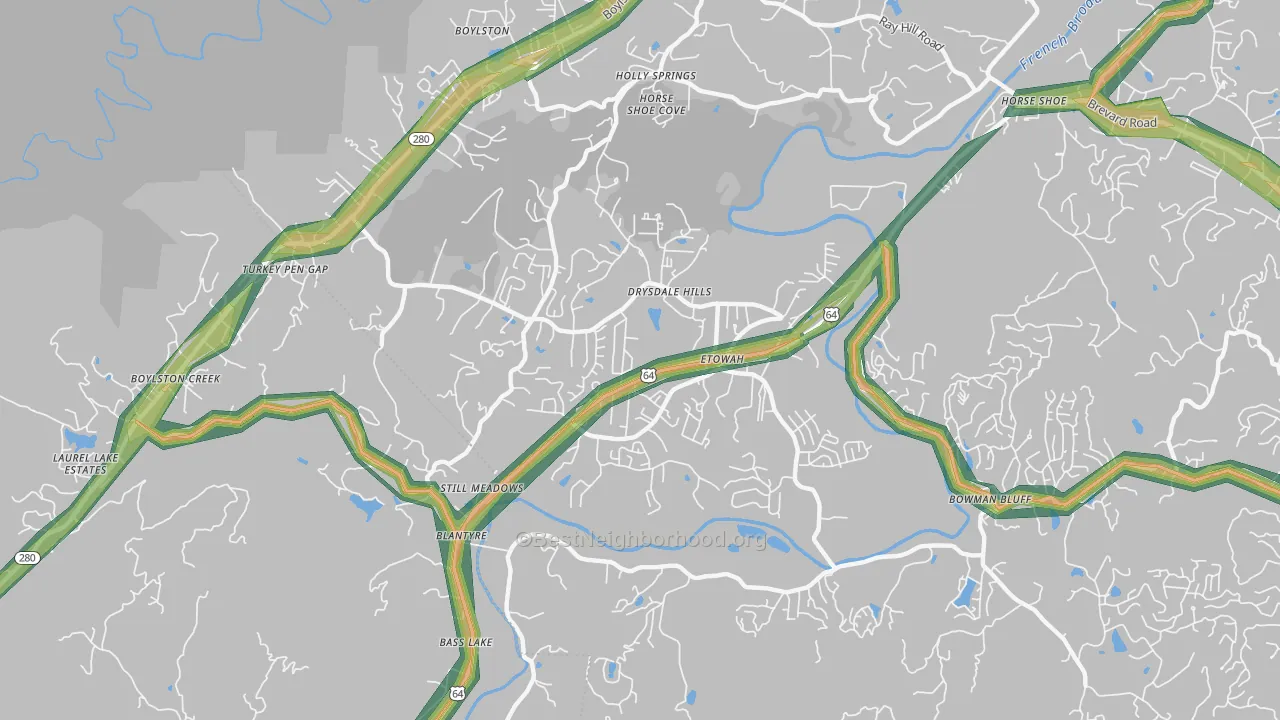 28729, NC Map of Noise Levels in 28729