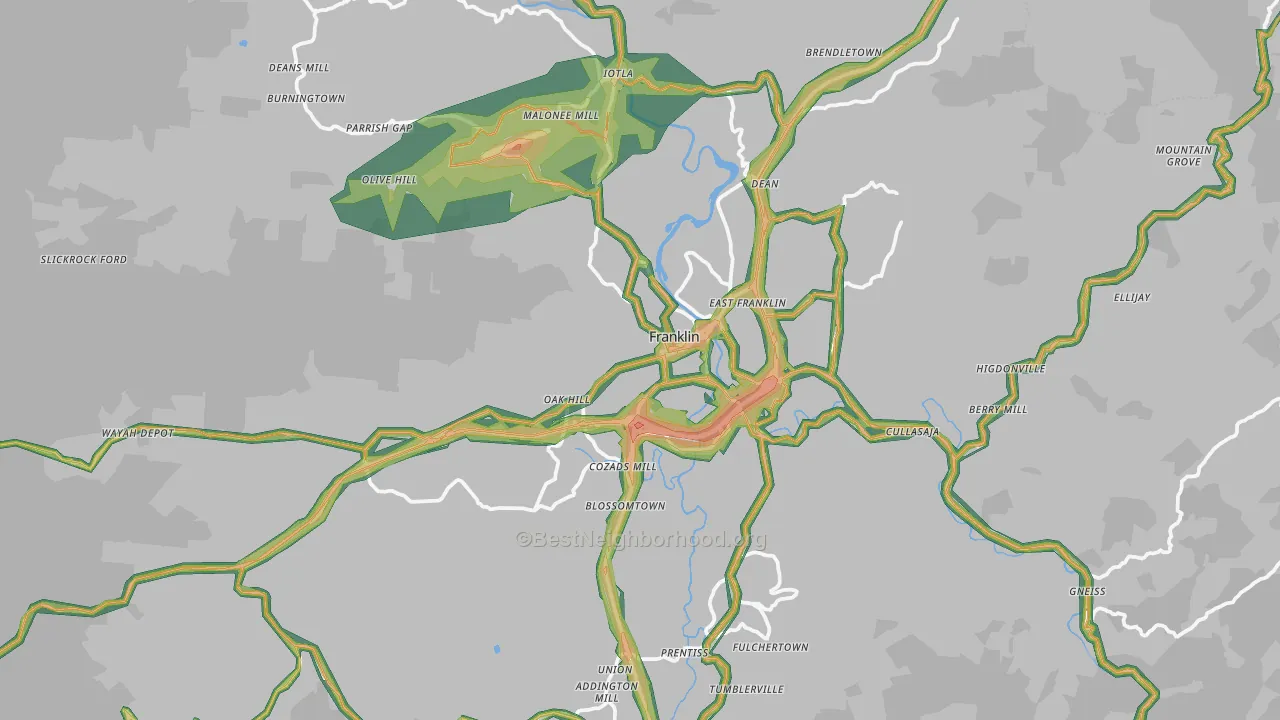 28734, NC Map of Noise Levels in 28734