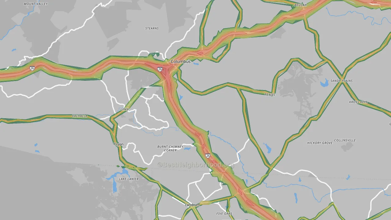 28782, NC Map of Noise Levels in 28782