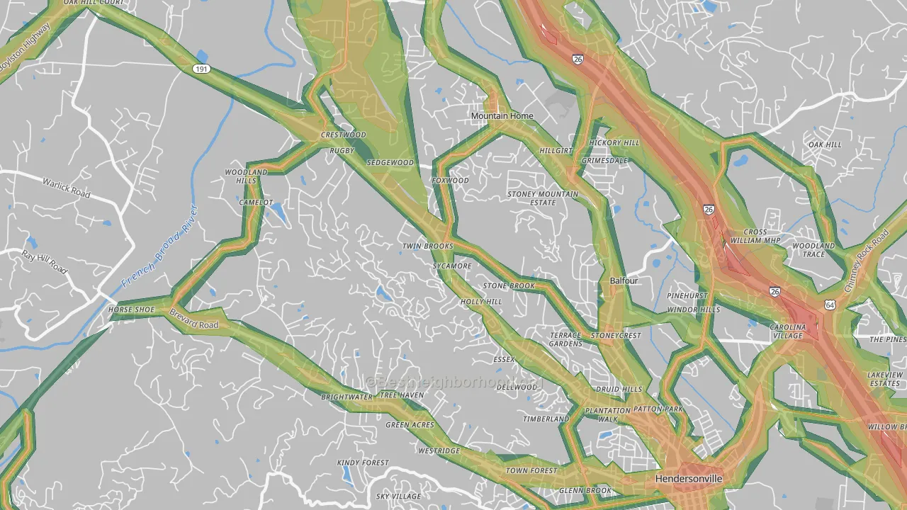 28791, NC Map of Noise Levels in 28791
