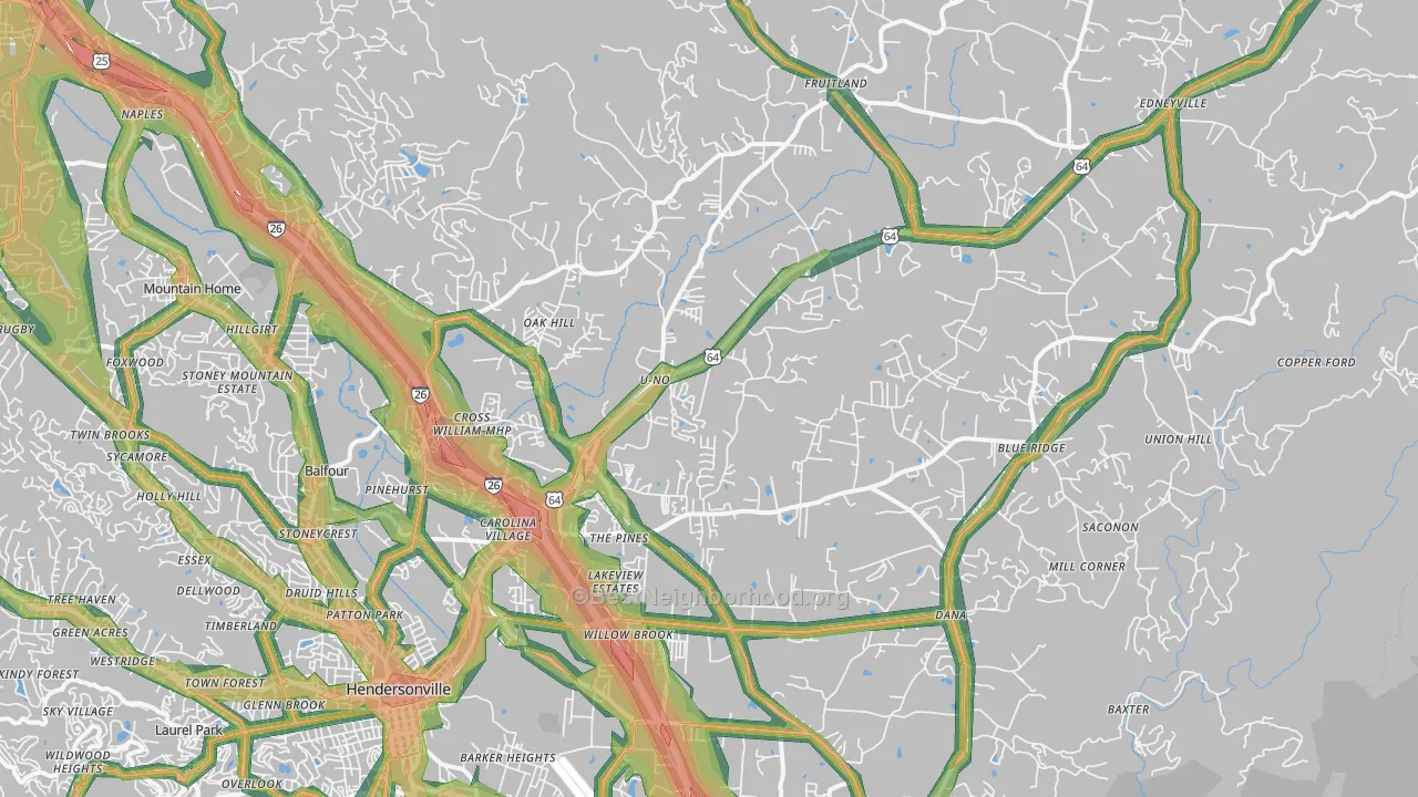 28792, NC Map of Noise Levels in 28792