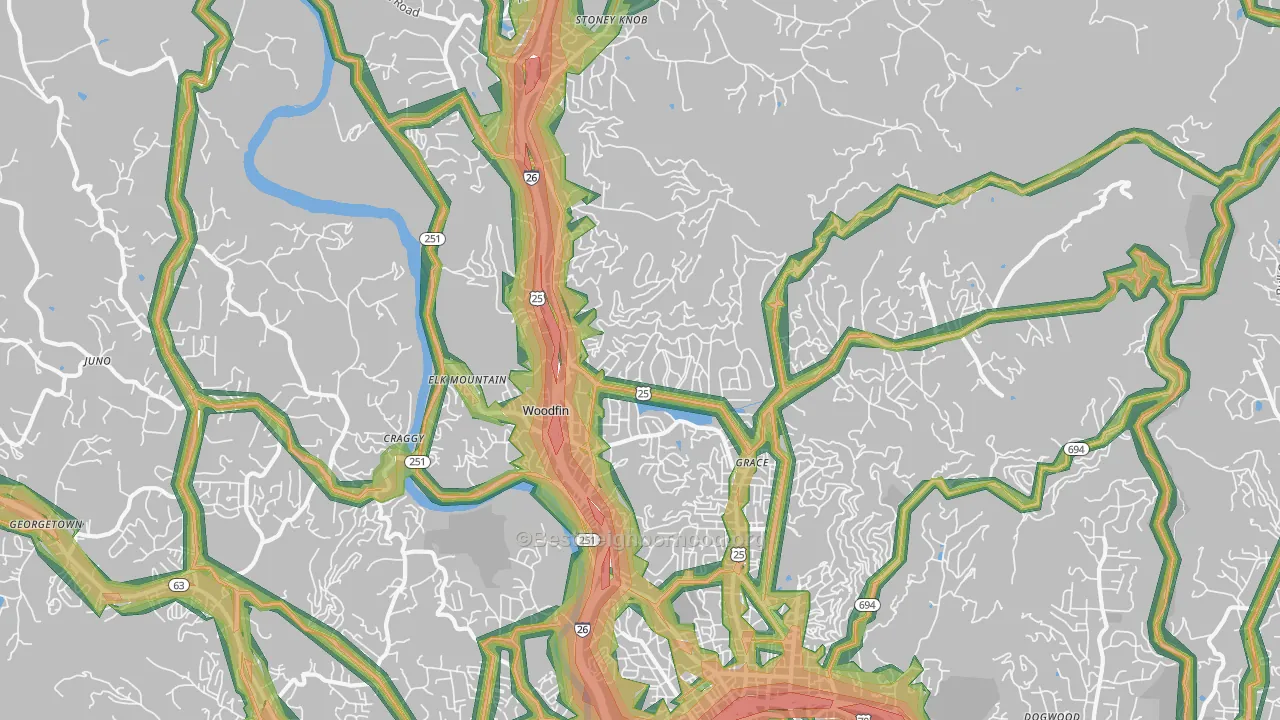 28804, NC Map of Noise Levels in 28804
