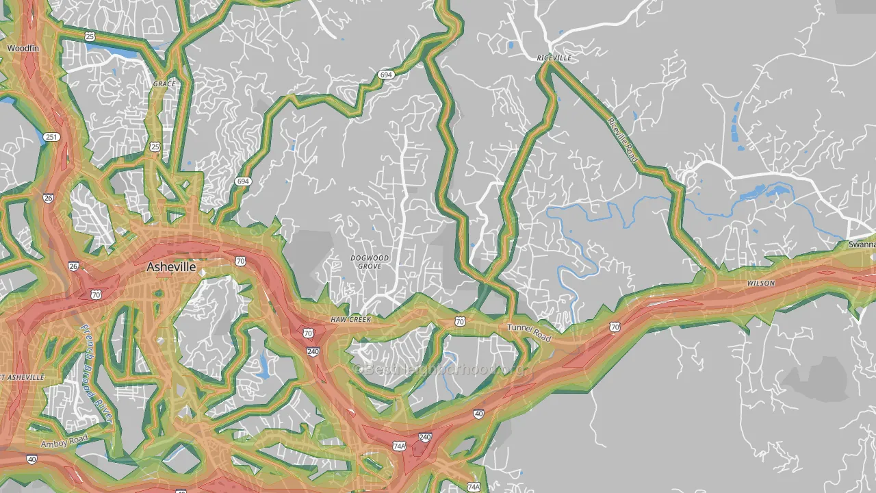 28805, NC Map of Noise Levels in 28805