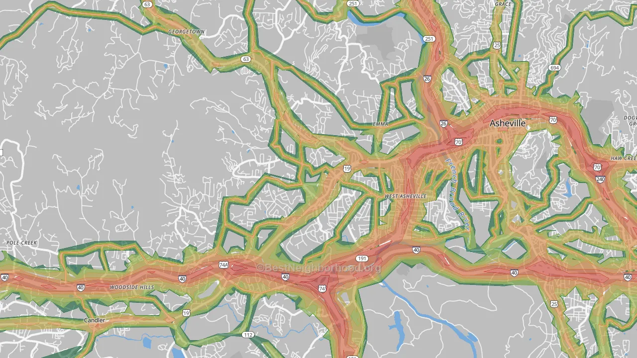 28806, NC Map of Noise Levels in 28806