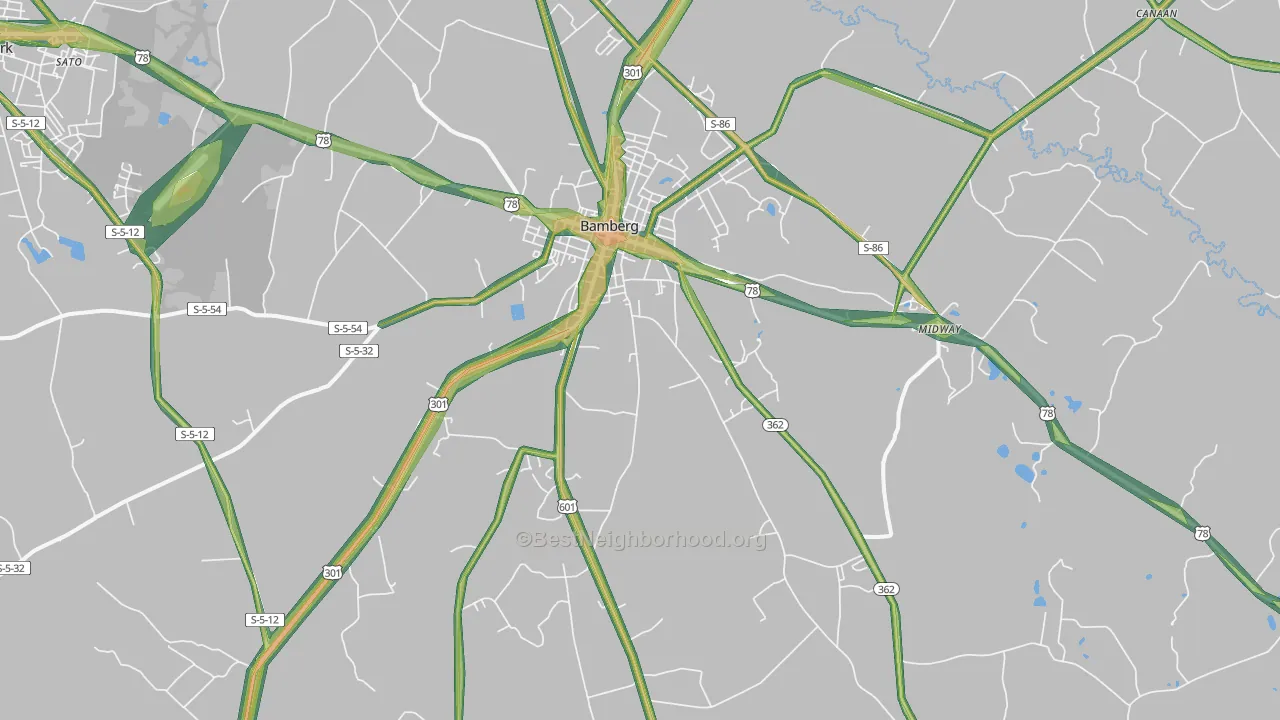 29003, SC Map of Noise Levels in 29003