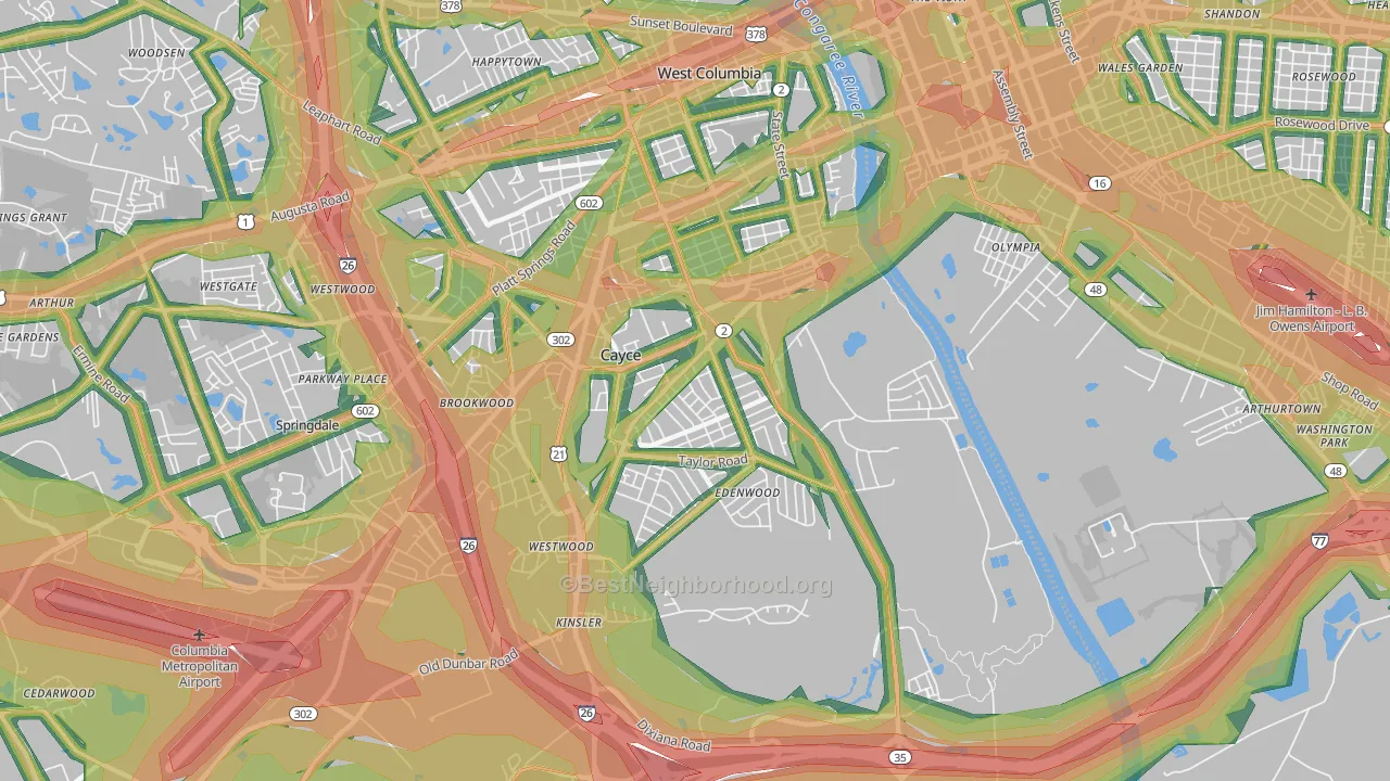 29033, SC Map of Noise Levels in 29033
