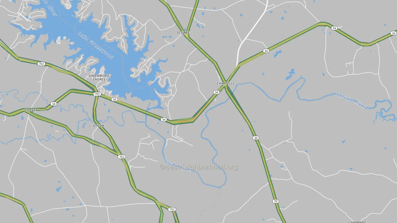 29037, SC Map of Noise Levels in 29037