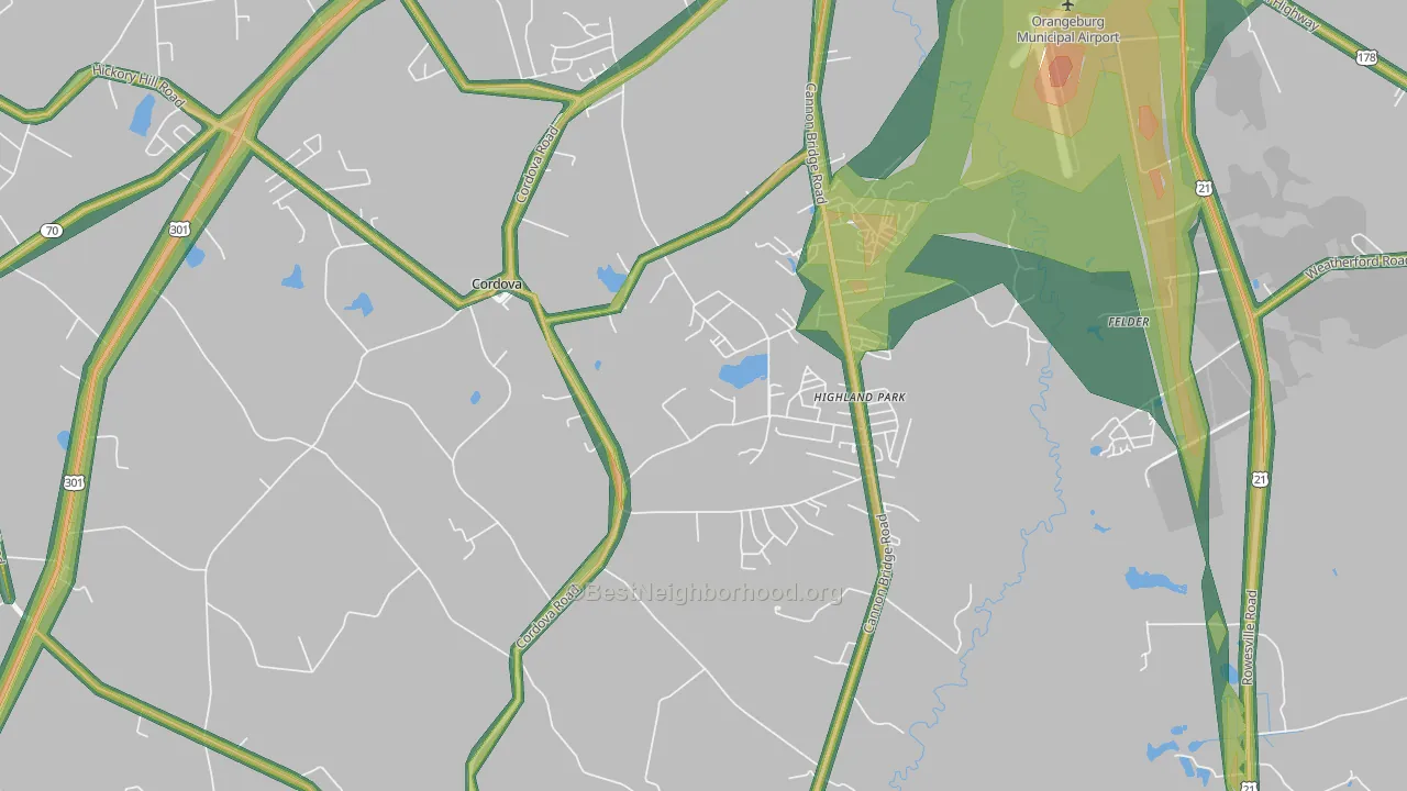 29039, SC Map of Noise Levels in 29039